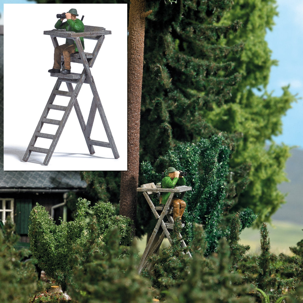 Busch 7957 HO Scale Hunter in Raised Stand Scene