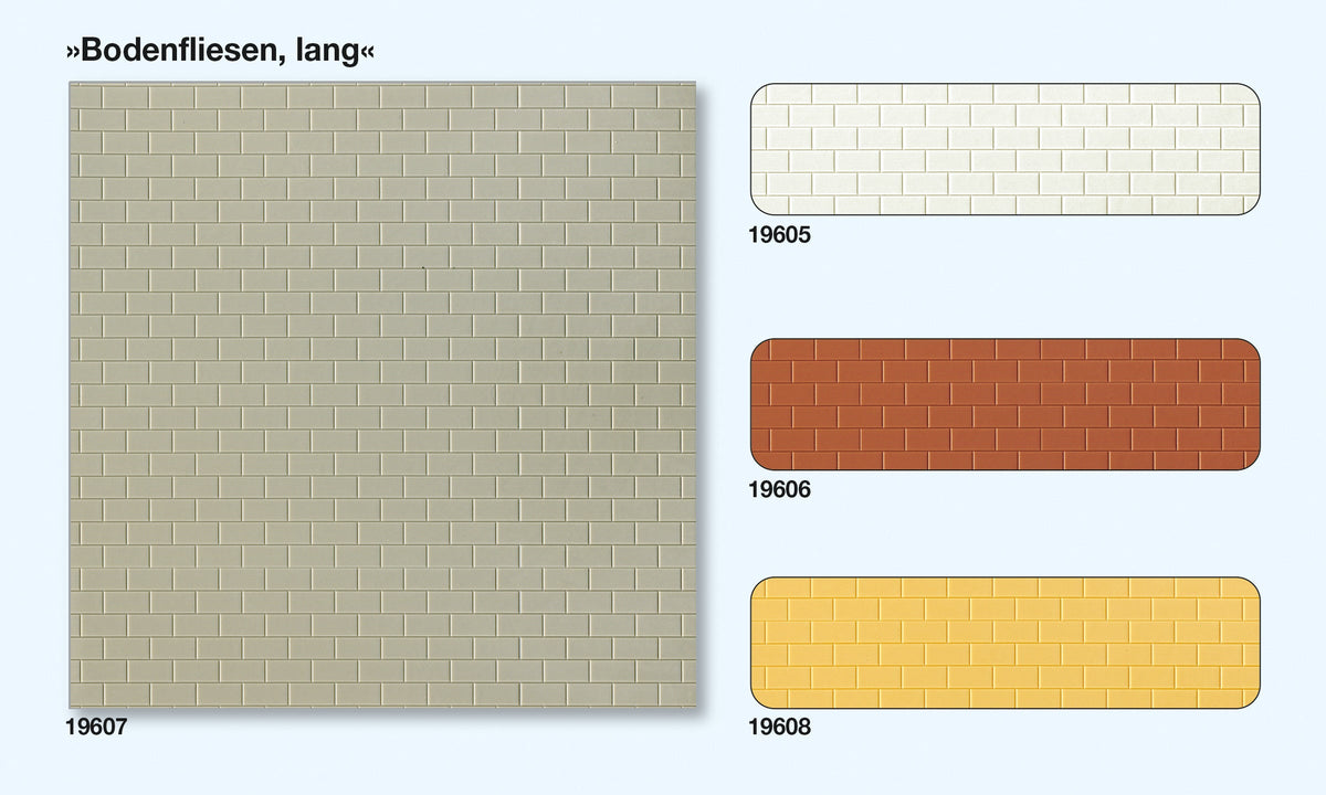 Preiser 19608 HO Scale Sand Long Tile Wall/Floor Sheets Kit (3)