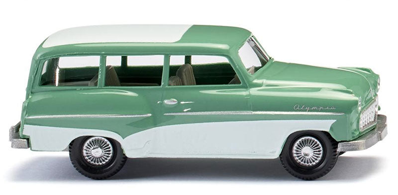 Wiking 085006 1/87 1956 Opel Caravan, Mint Green, White Roof