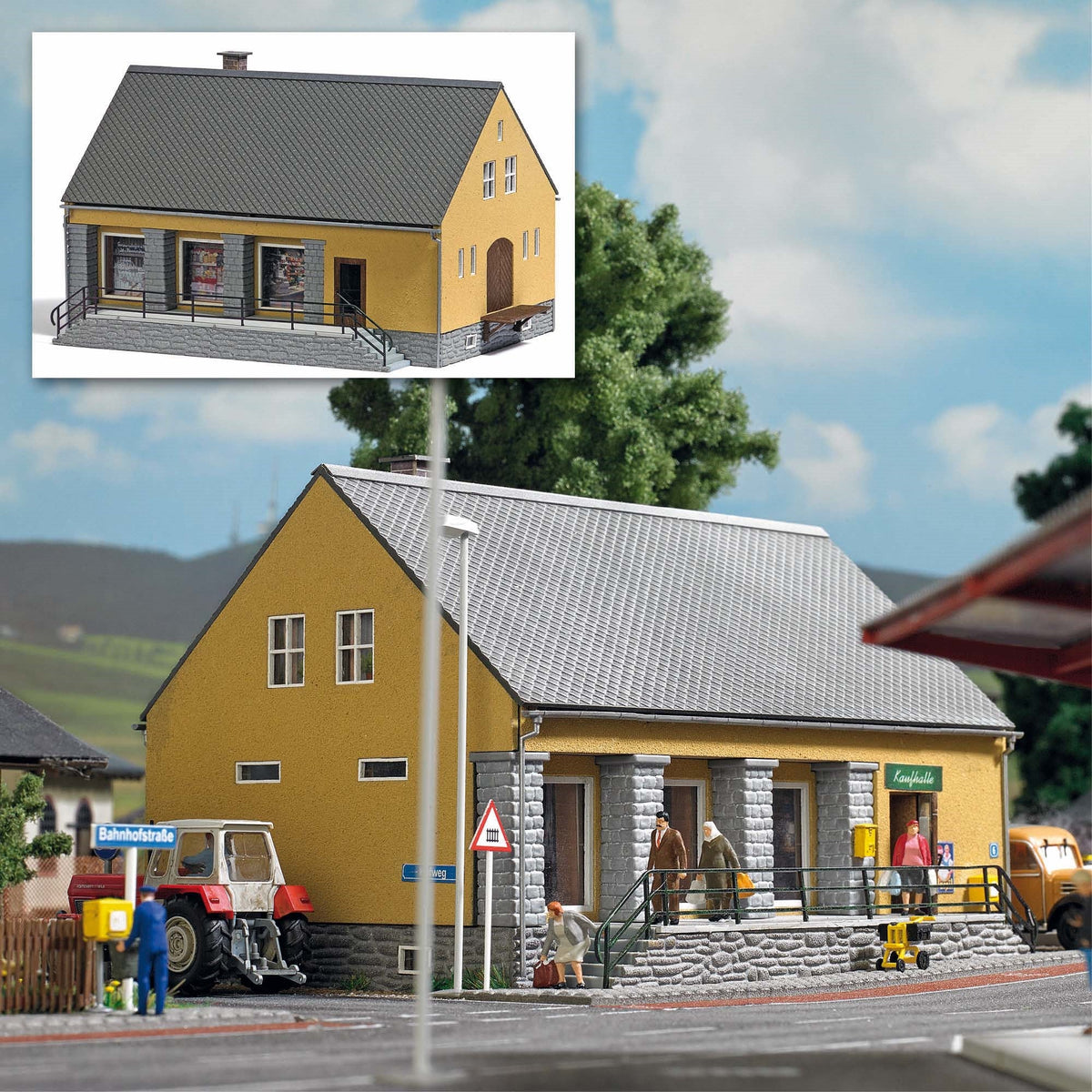Busch 1381 HO Scale East German Village Store Laser-Cut Kit