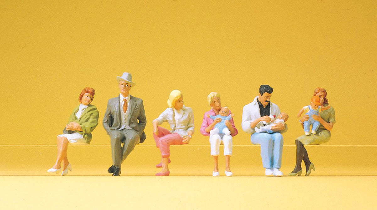Preiser 65327 O Scale Seated People Figure Set pkg(6)