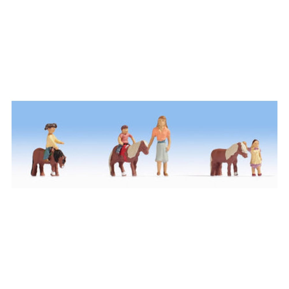 Noch 15635 HO Scale Pony Riding -- 3 Ponies, 3 Children, 1 Adult