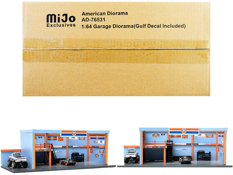 "Garage Diorama Gulf Oil" Diorama with Decals for 1/64 Scale Models by American Diorama free shipping USA