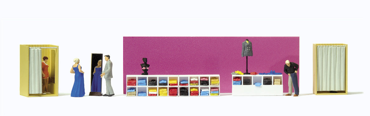 Preiser 10628 HO Scale Trying On Clothes Shop Interior Set