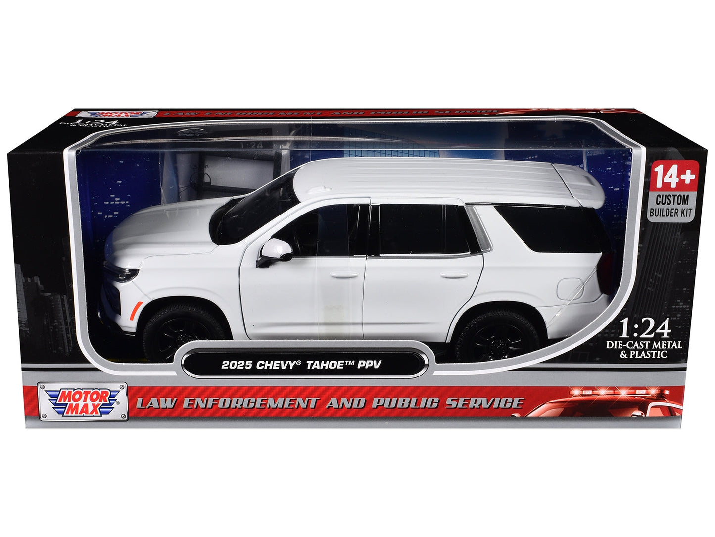 2025 Chevrolet Tahoe PPV White "Custom Builder's Kit - Law Enforcement and Public Service" Series 1/24 Diecast Model Car by Motormax