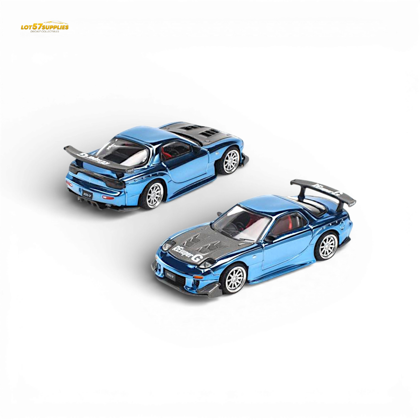 Pop Race Mazda RX-7 Re-Amemiya Blue Chrome 1:64