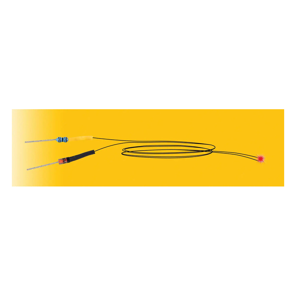 Viessmann 3563 All Scale LED w/Wires & Resistor -- Red, 1/16 x 1/32" (5)
