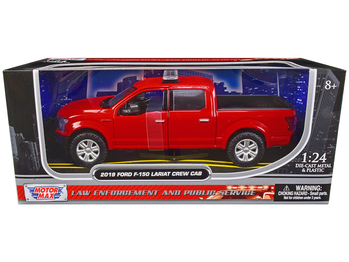 2019 Ford F-150 Lariat Crew Cab Pickup Truck Unmarked Fire Department Red "Law Enforcement and Public Service" Series 1/24 Diecast Model Car by Motormax free shipping USA