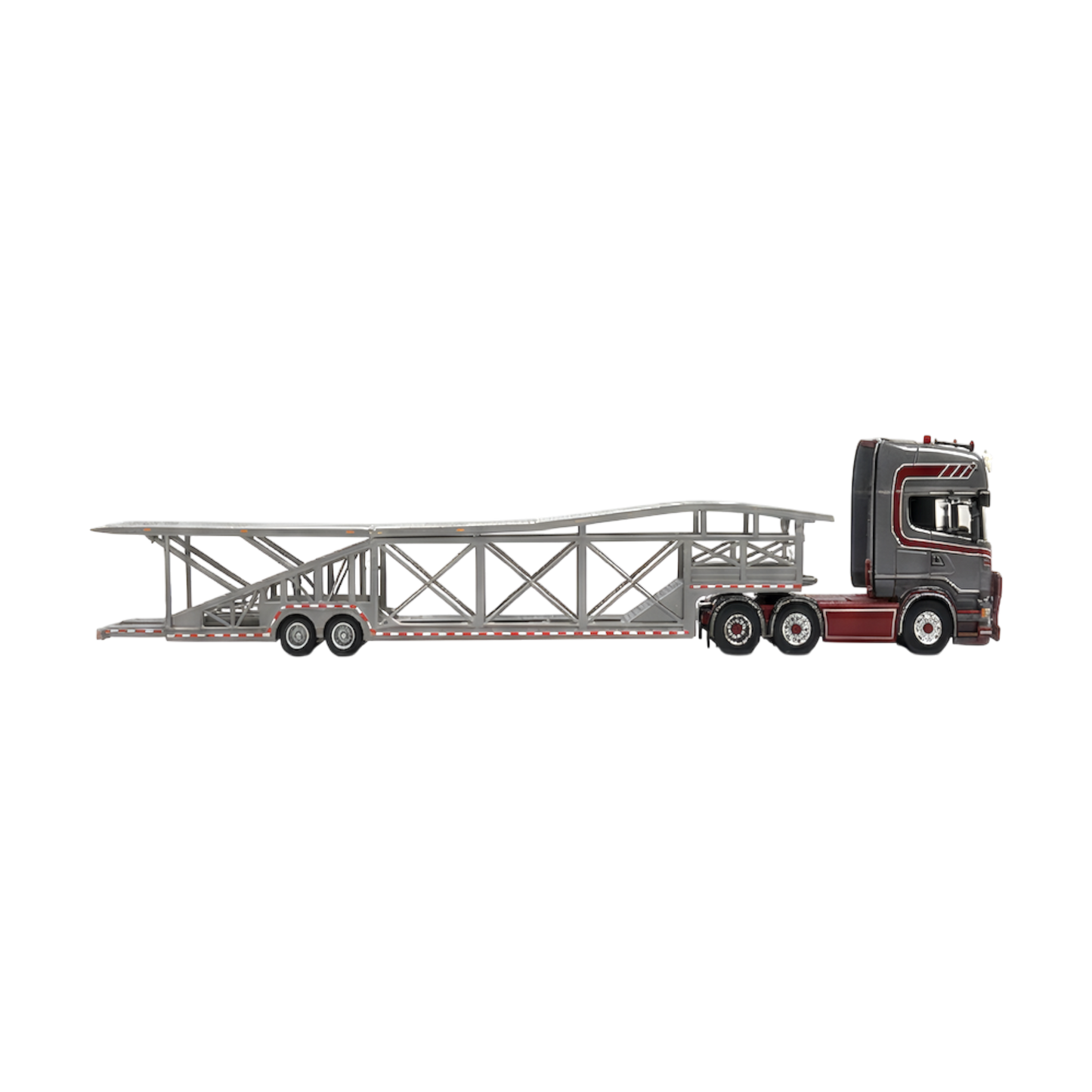 Flame Scania Car Carrier Transport Truck Grey Red 1:64 - Limited to 299 Pcs
