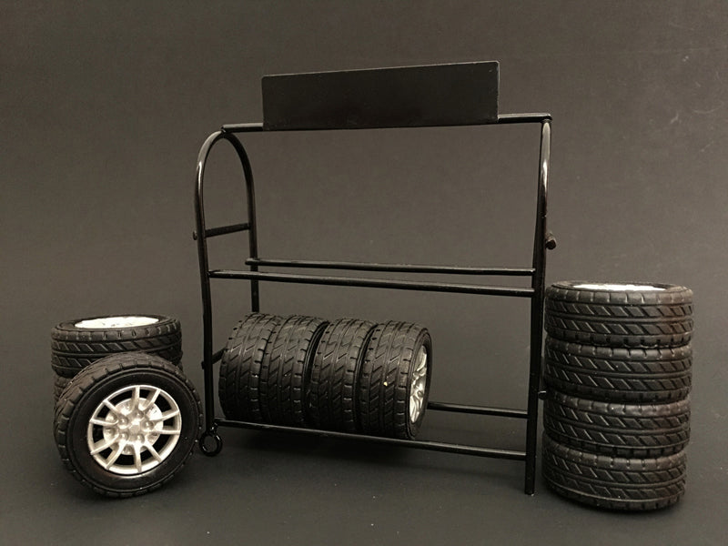 Metal Tire Rack with Rims and Tires for 1/24 Scale Models by American Diorama free shipping USA