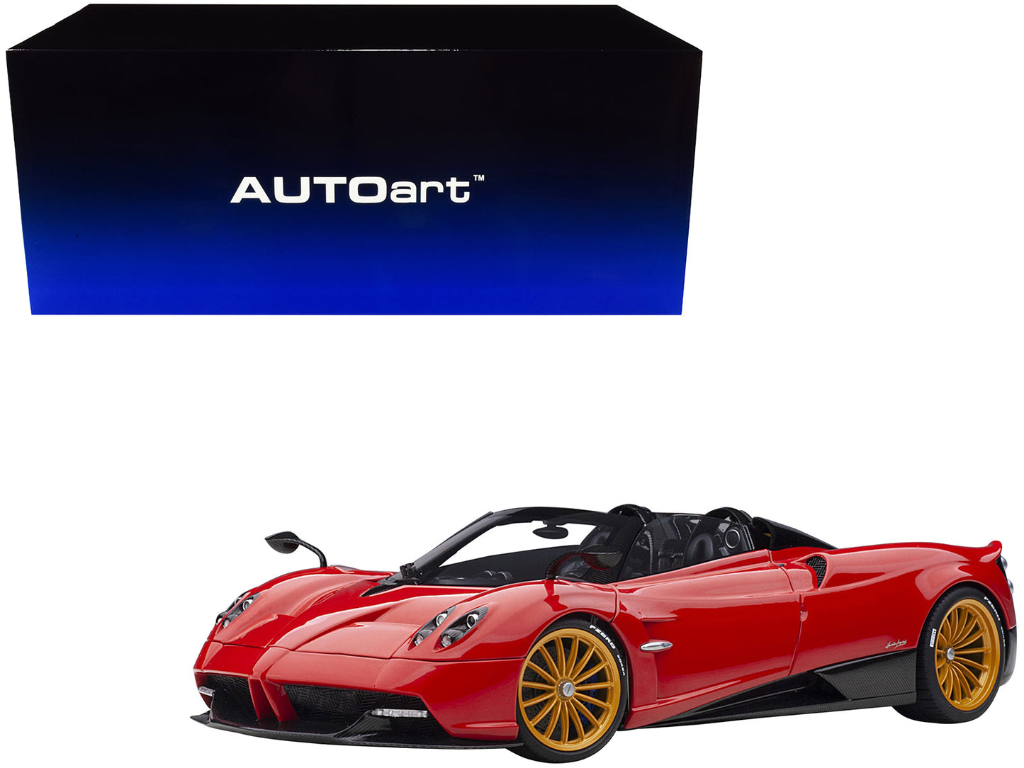 Pagani Huayra Roadster Rosso Monza Red and Carbon with Luggage Set 1/18 Model Car by Autoart free shipping USA