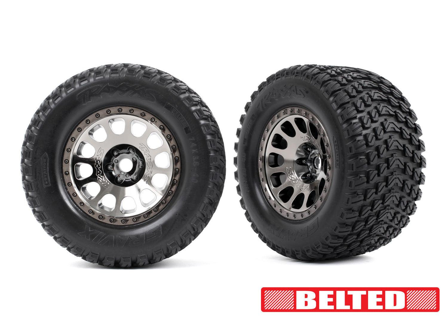 Traxxas 7862X XRT Black Chrm Wheels w/ Belted Gravix Race Tires