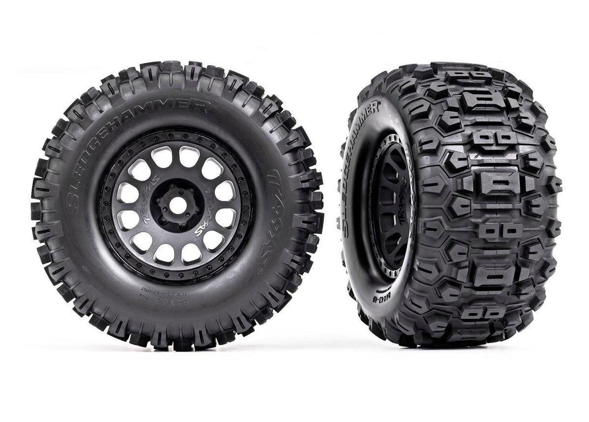 Traxxas 7876 XRT Matte Black Wheels w/ Sledgehammer Tires (2)