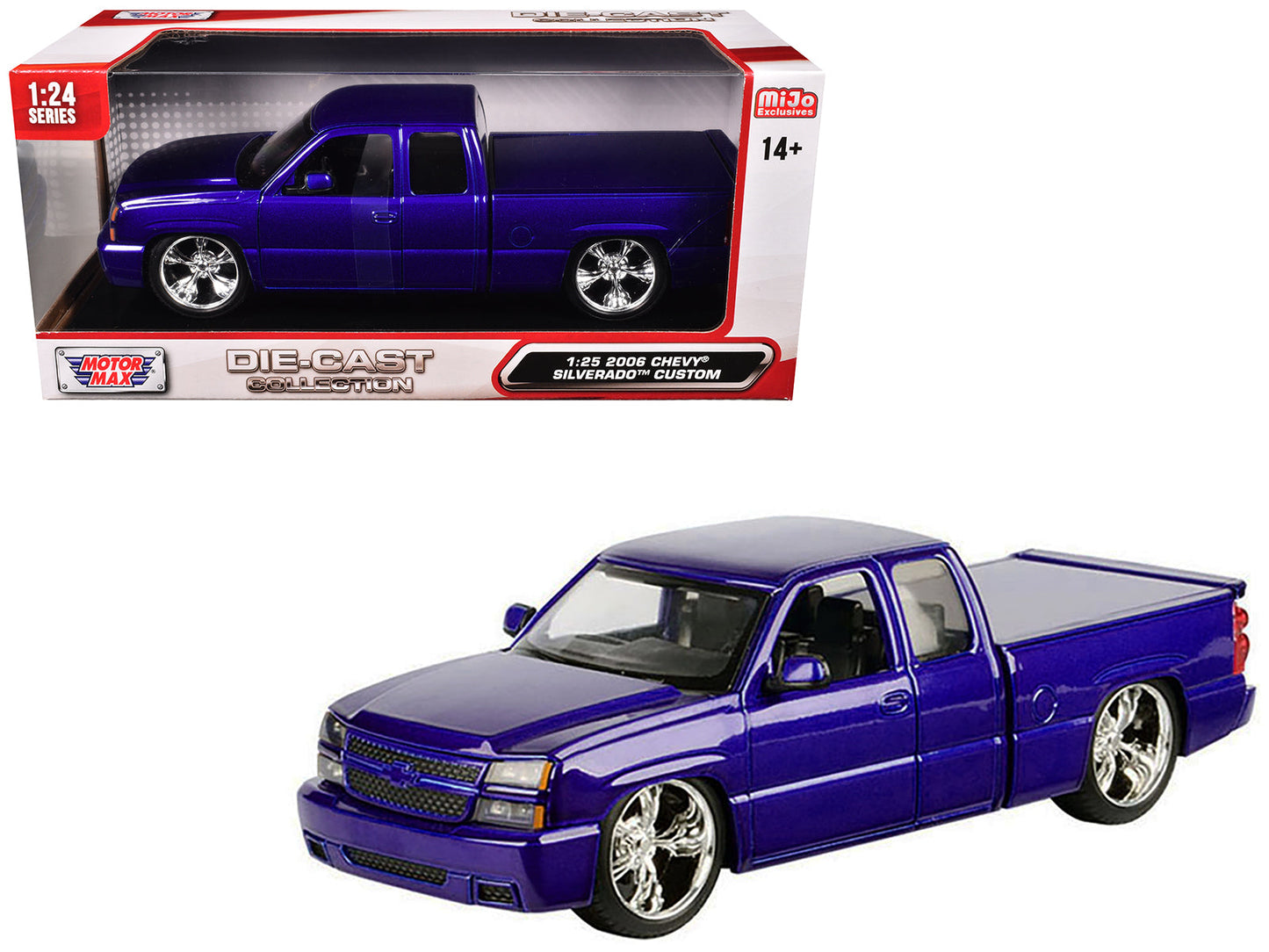 2006 Chevrolet Silverado Custom Pickup Truck Blue Metallic "Die-Cast Collection" Series 1/25 Diecast Model Car by Motormax free shipping USA