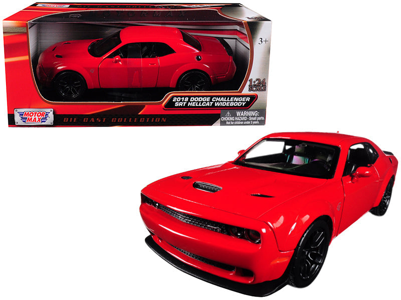 2018 Dodge Challenger SRT Hellcat Widebody Red 1/24 Diecast Model Car by Motormax free shipping USA