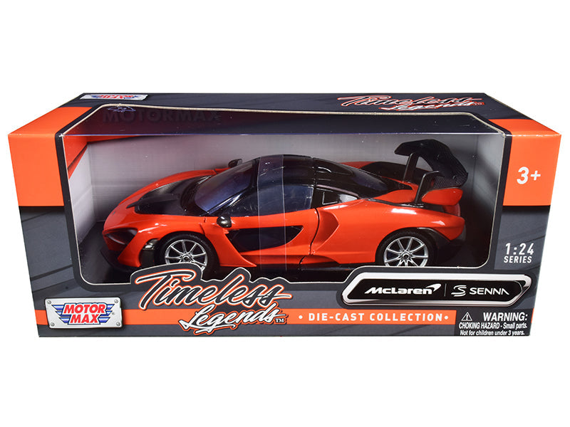 McLaren Senna Orange Metallic and Black "Timeless Legends" 1/24 Diecast Model Car by Motormax free shipping USA
