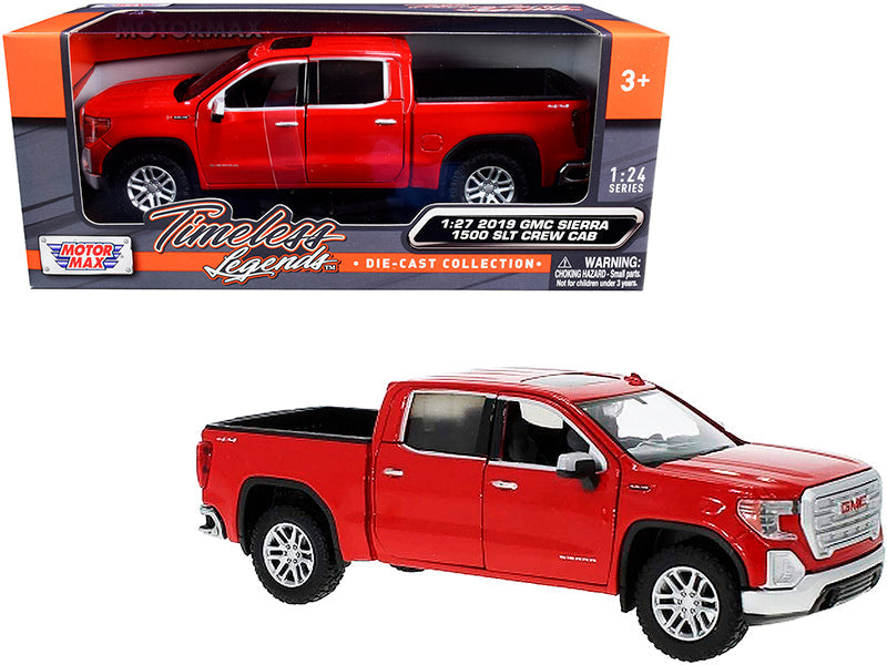 2019 GMC Sierra 1500 SLT Crew Cab Pickup Truck Red 1/24-1/27 Diecast Model Car by Motormax free shipping USA