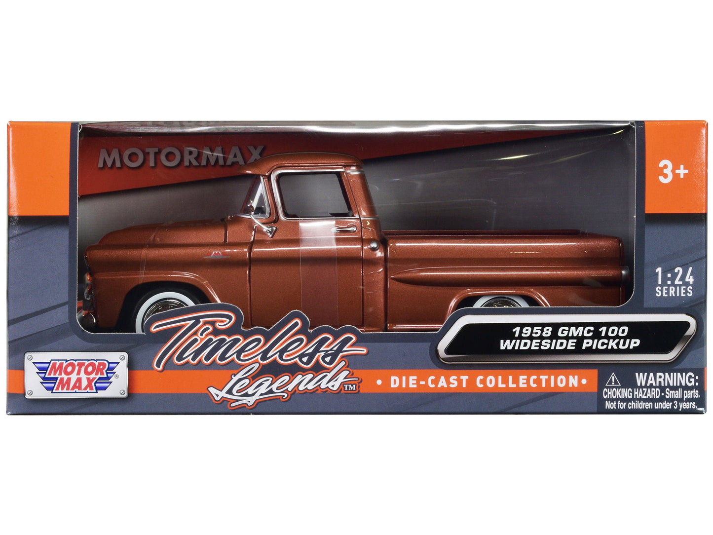 1958 GMC 100 Wideside Pickup Truck Brown Metallic "Timeless Legends" Series 1/24 Diecast Model Car by Motormax free shipping USA