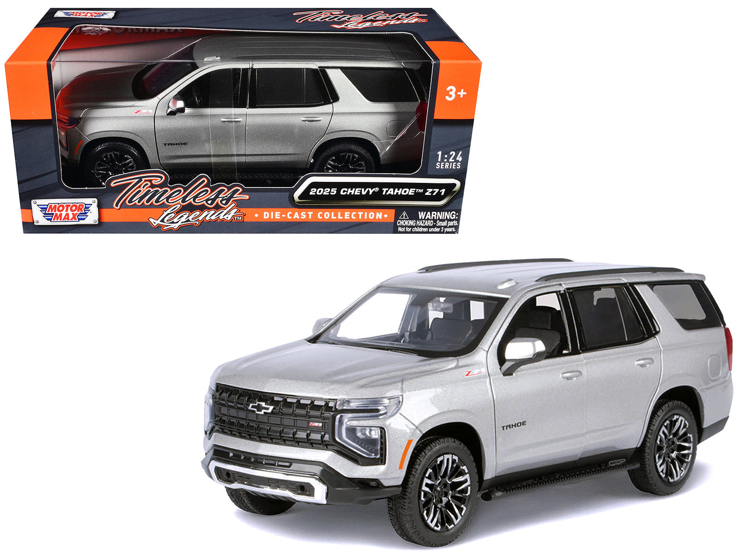 2025 Chevrolet Tahoe Z71 Gray Metallic "Timeless Legends" Series 1/24 Diecast Model Car by Motormax free shipping USA