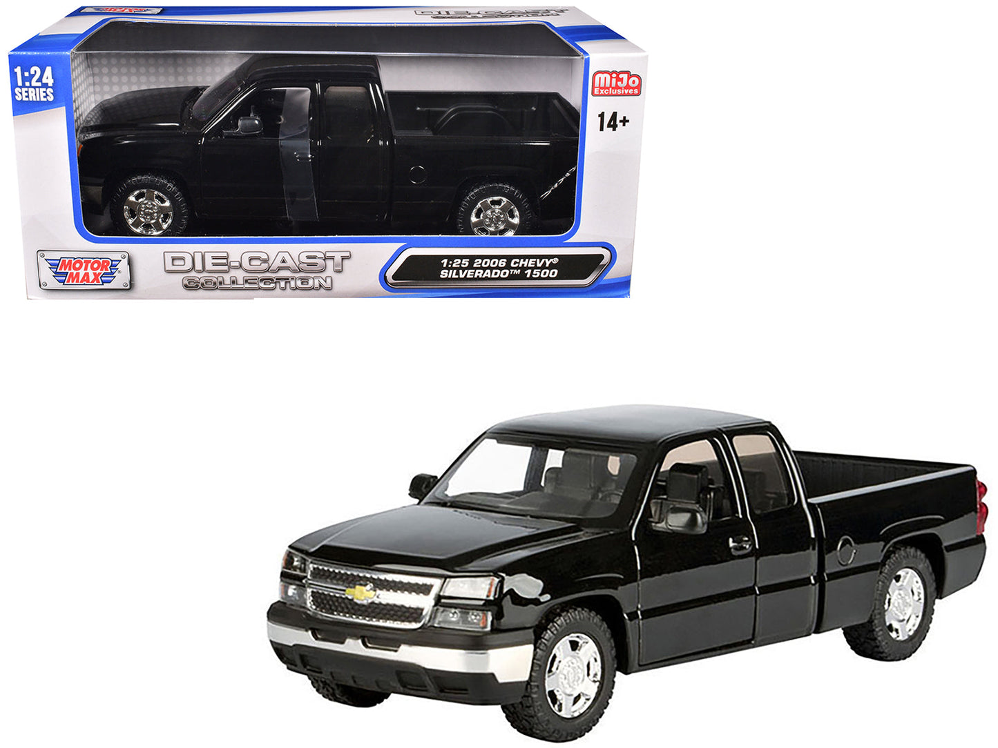 2006 Chevrolet Silverado 1500 Pickup Truck Black "Die-Cast Collection" Series 1/25 Diecast Model Car by Motormax free shipping USA