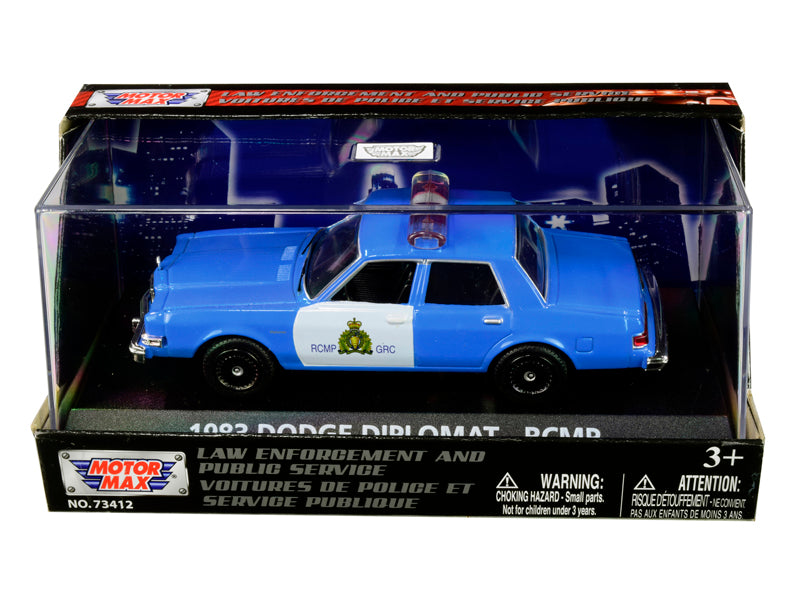 1983 Dodge Diplomat "Royal Canadian Mounted Police" (RCMP) Light Blue and White 1/43 Diecast Model Car by Motormax free shipping USA