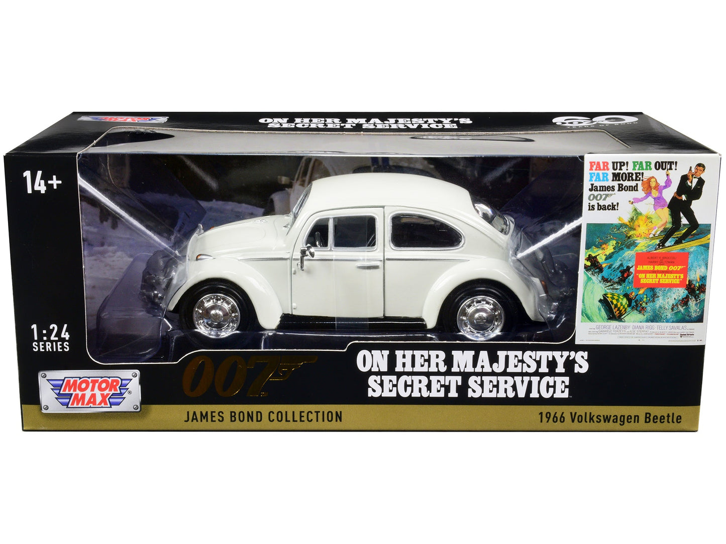 1966 Volkswagen Beetle White James Bond 007 "On Her Majesty's Secret Service" (1969) Movie "James Bond Collection" Series 1/24 Diecast Model Car by Motormax free shipping USA