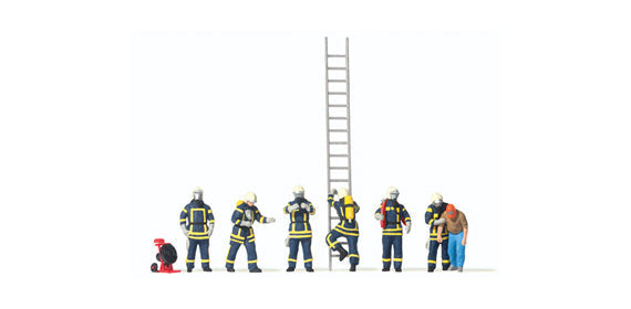 Preiser 10765 HO Firefighters, Breathing Apparatus, Blue
