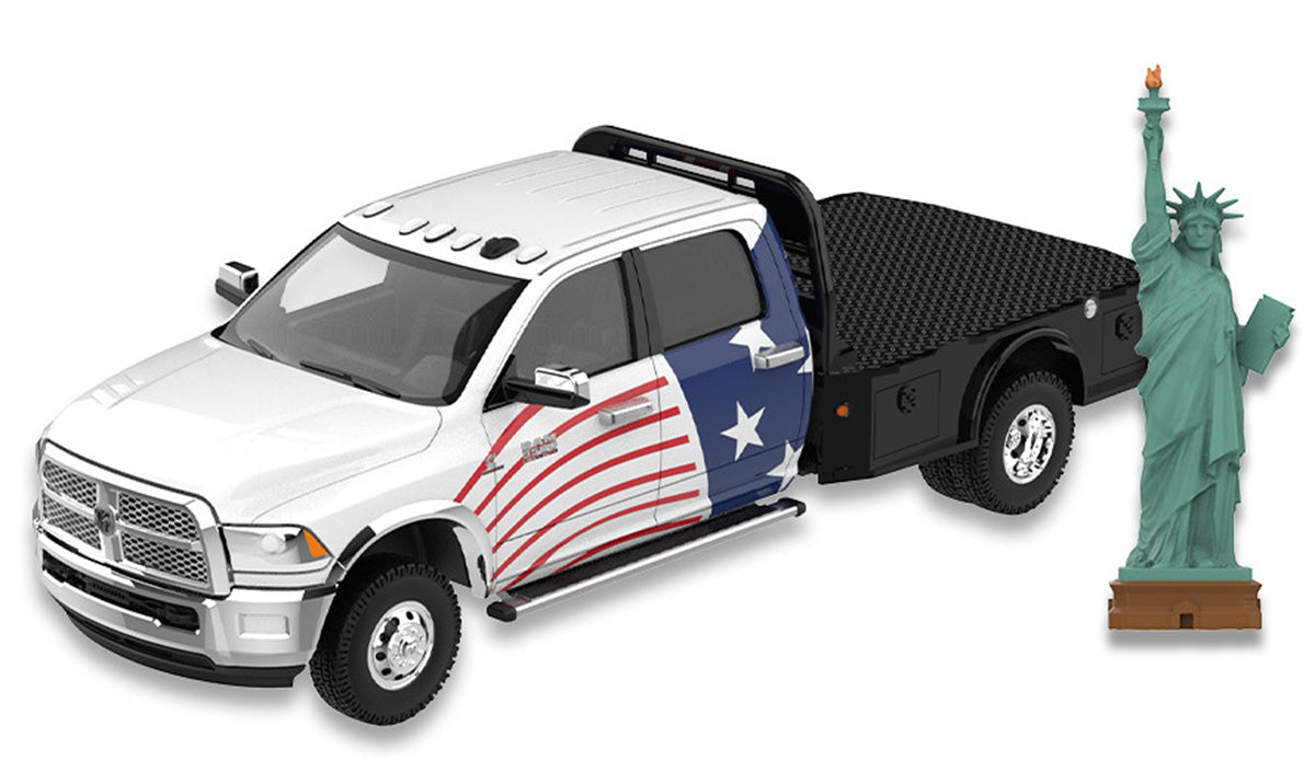 Greenlight 30595 1/64 2018 Ram 3500 Dually Flatbed, America 250