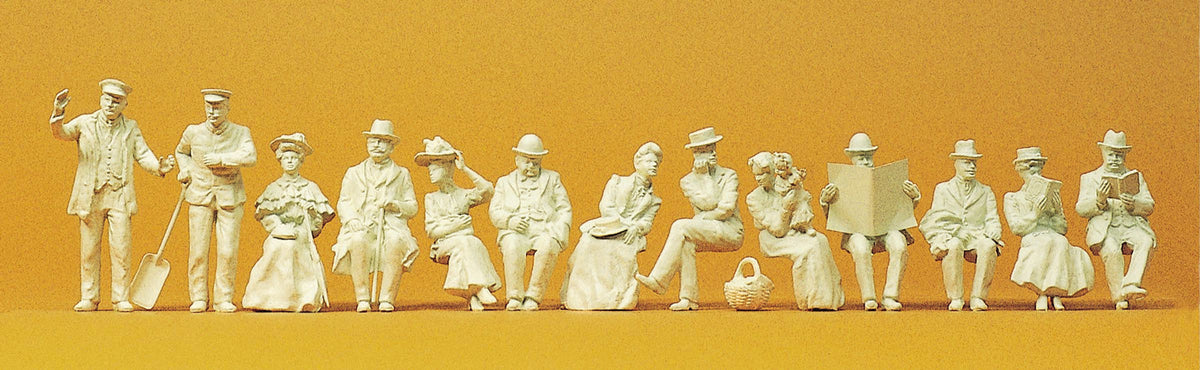 Preiser 63032 I Scale 1900s Passengers & Driver Unpainted