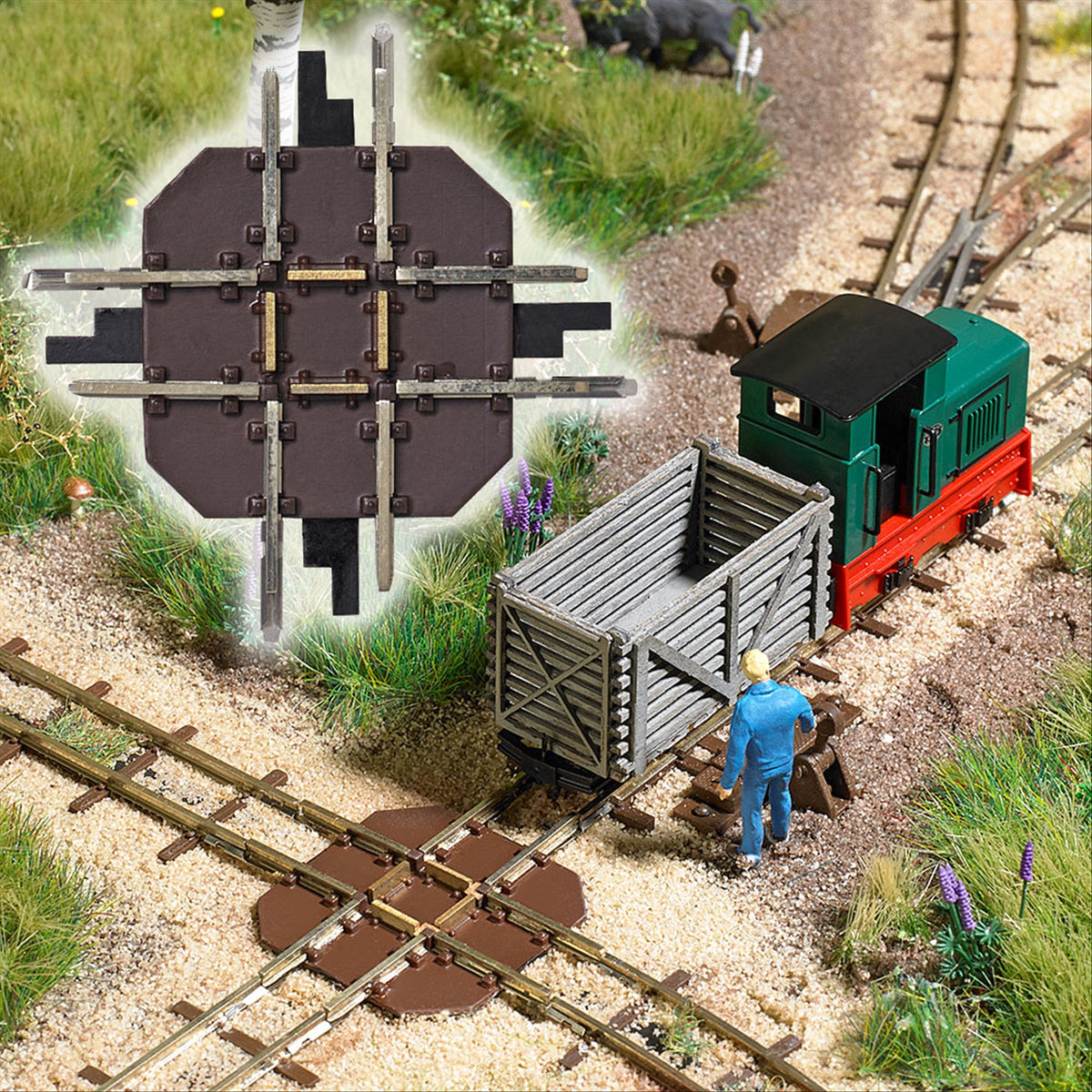 Busch 12340 HOf 6.5mm Gauge Feldbahn 90-Degree Track Crossing