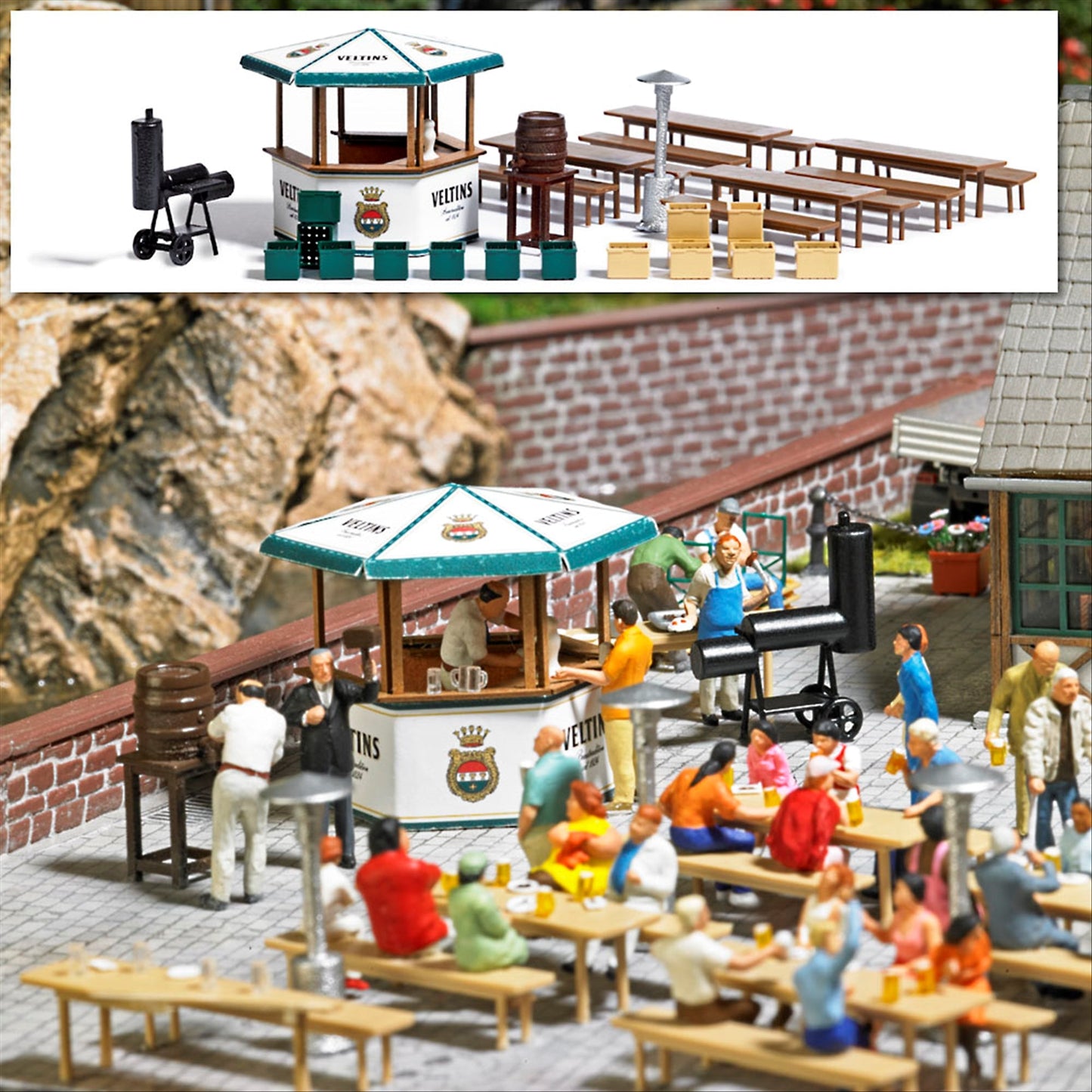 Busch 1048 HO Scale Beer Garden Accessories Kit