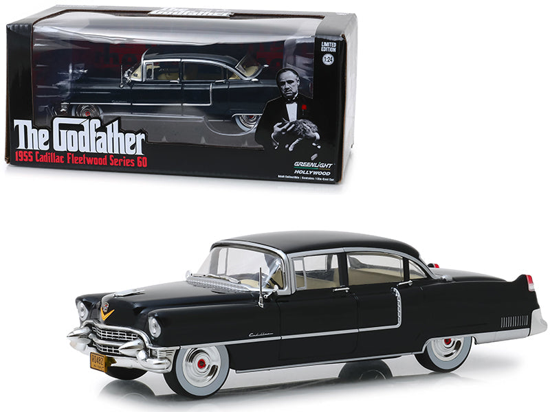 1955 Cadillac Fleetwood Series 60 Black "The Godfather" (1972) Movie 1/24 Diecast Model Car by Greenlight free shipping USA
