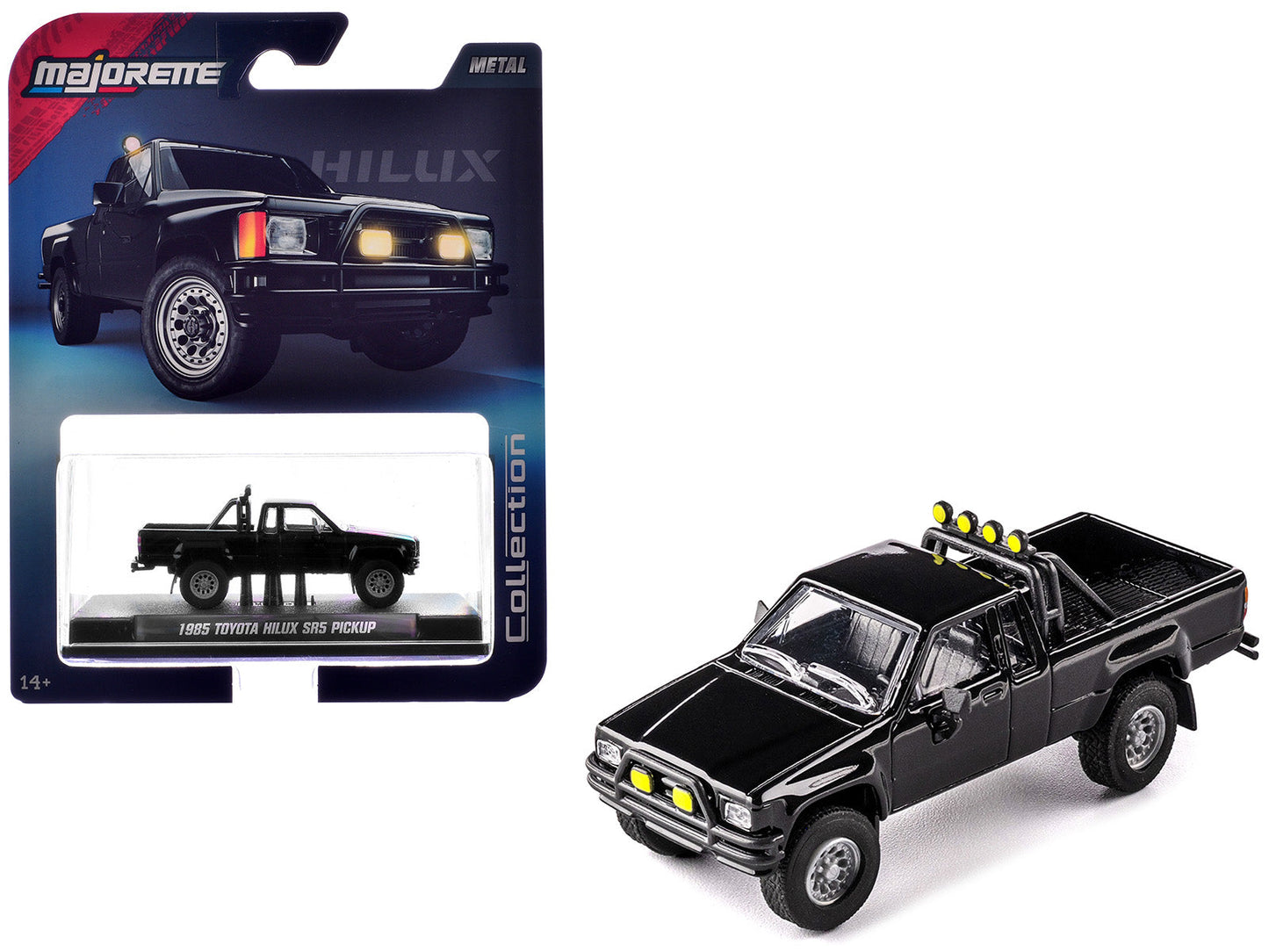 1985 Toyota Hilux SR5 Pickup Truck Black "Collection" Series 1/64 Diecast Model Car by Majorette free shipping USA