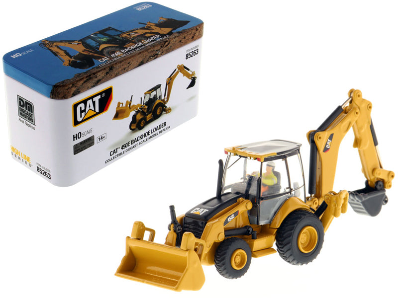 CAT Caterpillar 450E Backhoe Loader with Operator "High Line" Series 1/87 (HO) Scale Diecast Model by Diecast Masters free shipping USA