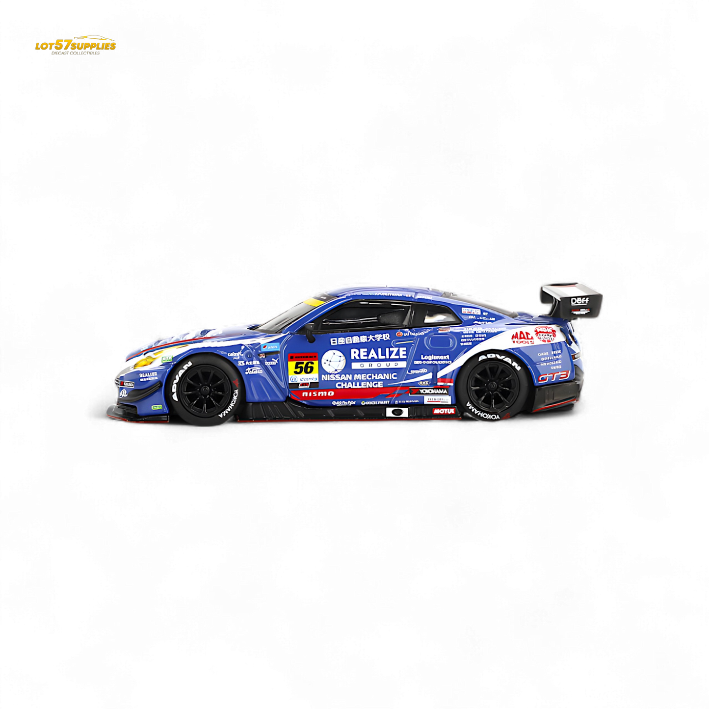 Mini-GT Nissan GT-R Nismo GT3 #56 "REALIZE MECHANIC CHALLENGE GT-R" 2023 SUPER GT SERIES #859 1:64