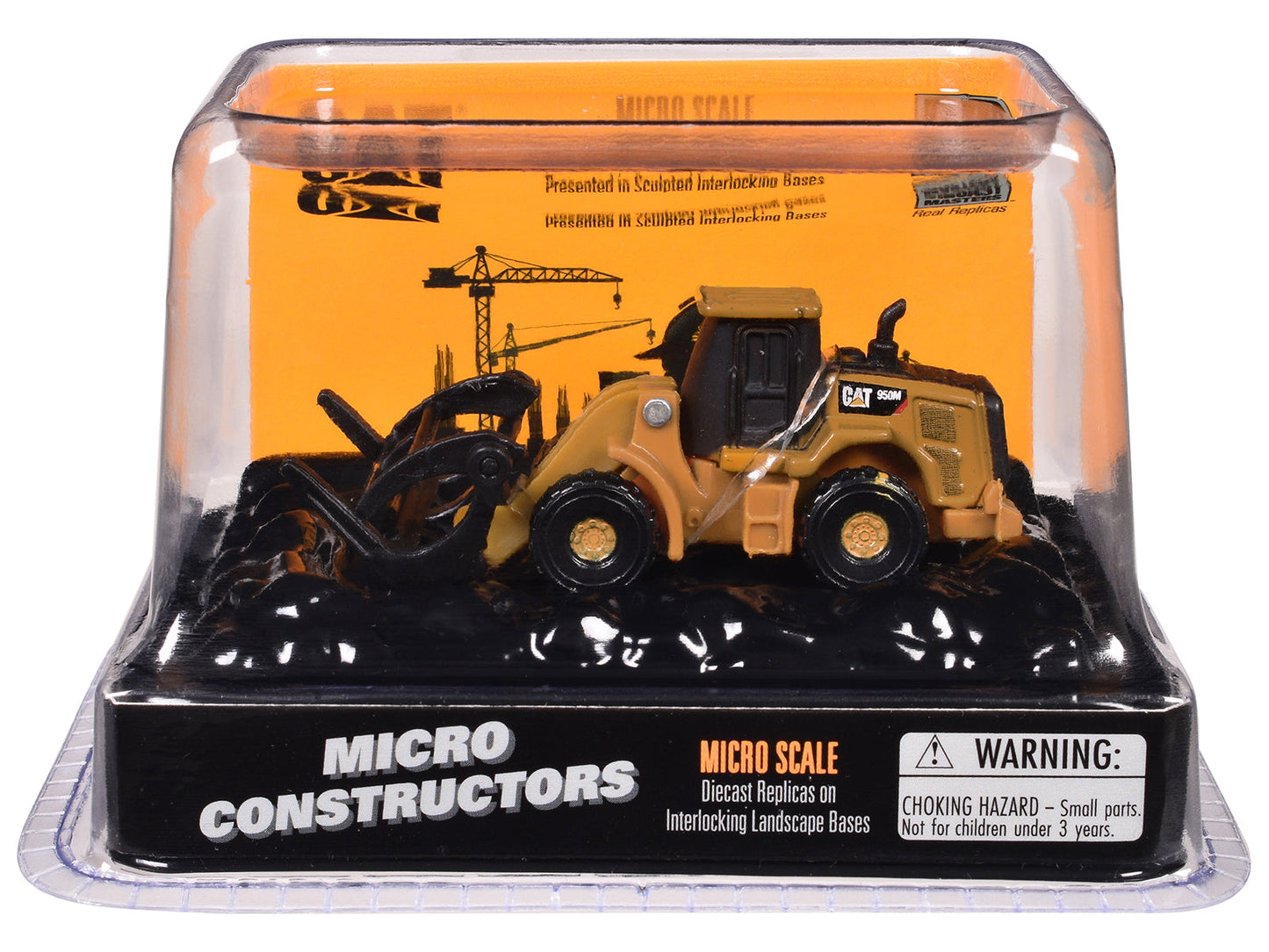 CAT Caterpillar 950M Wheel Loader (Log Fork Version) Yellow "Micro-Constructor" Series Diecast Model by Diecast Masters free shipping USA
