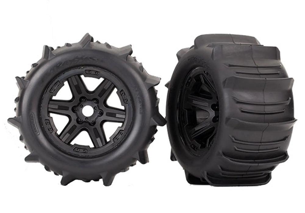 Traxxas TRA8674 - Paddle Tires, 3.8" Black Wheels, E-Revo VXL (2)