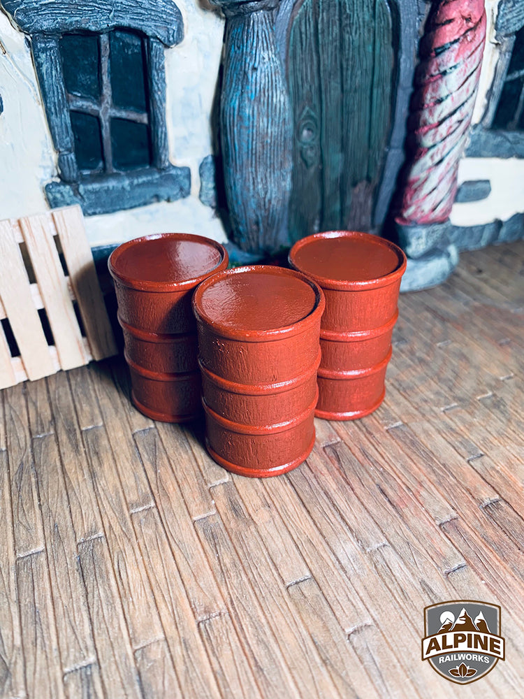 Alpine Railworks 1064 G Scale Oil Barrels, Rust (3)