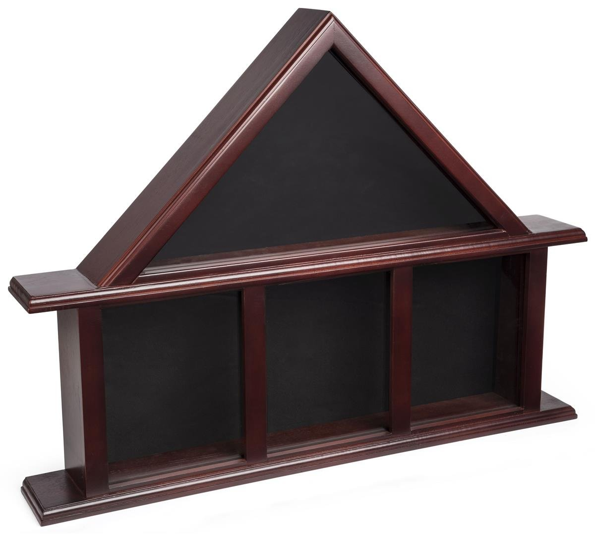 Glass Flag Military Medals Case, Tempered Glass – Mahogany, Black Finish