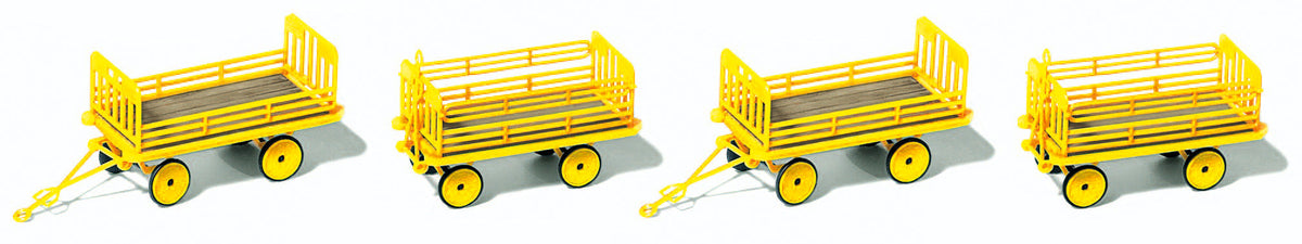 Preiser 17127 HO Scale Baggage Trailers 4-Pack Kit German Post