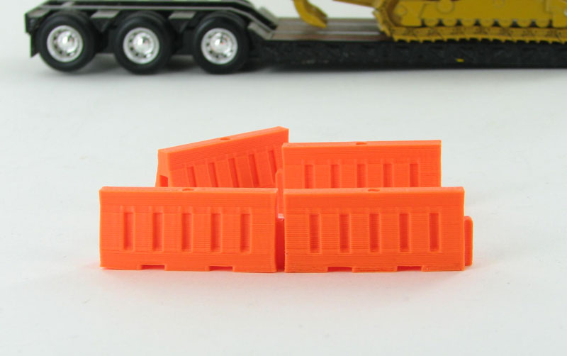3D To Scale 50-102-OR 1/50 Safety Barriers, 4-Pack Orange