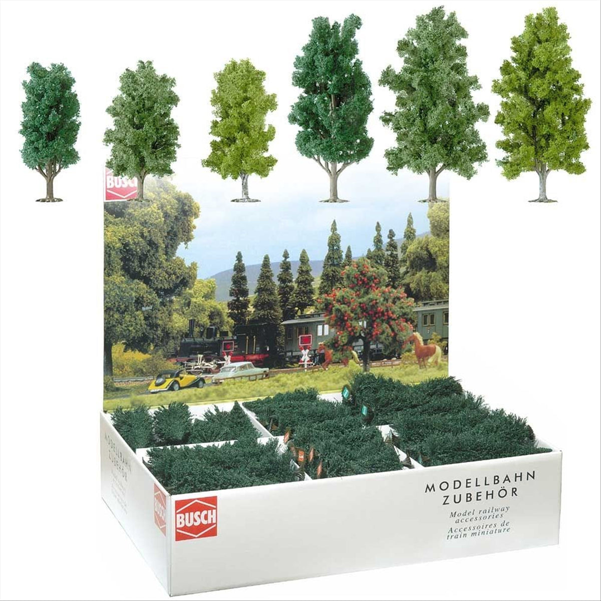 Busch 6332 HO Scale Deciduous Trees Bulk Pack, 36 Trees