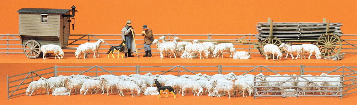 Preiser 13003 HO Scale Shepherd with Flock Figure Set