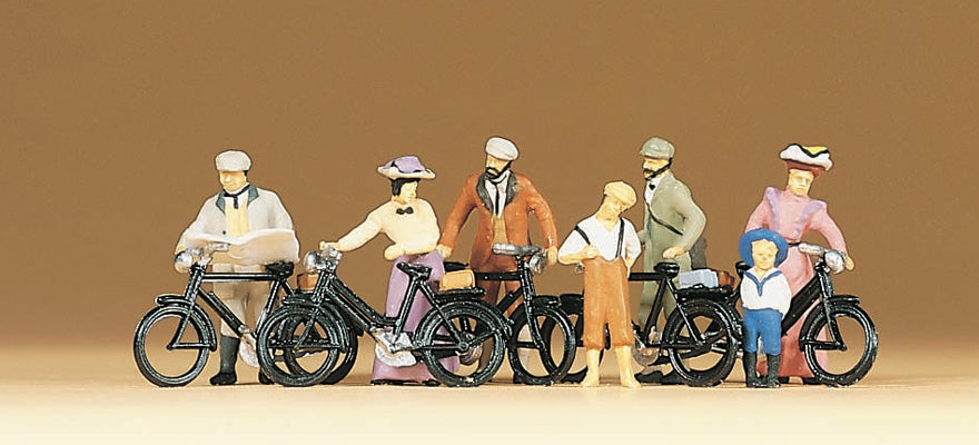 Preiser 12129 HO Scale 1900s Standing Cyclists Set