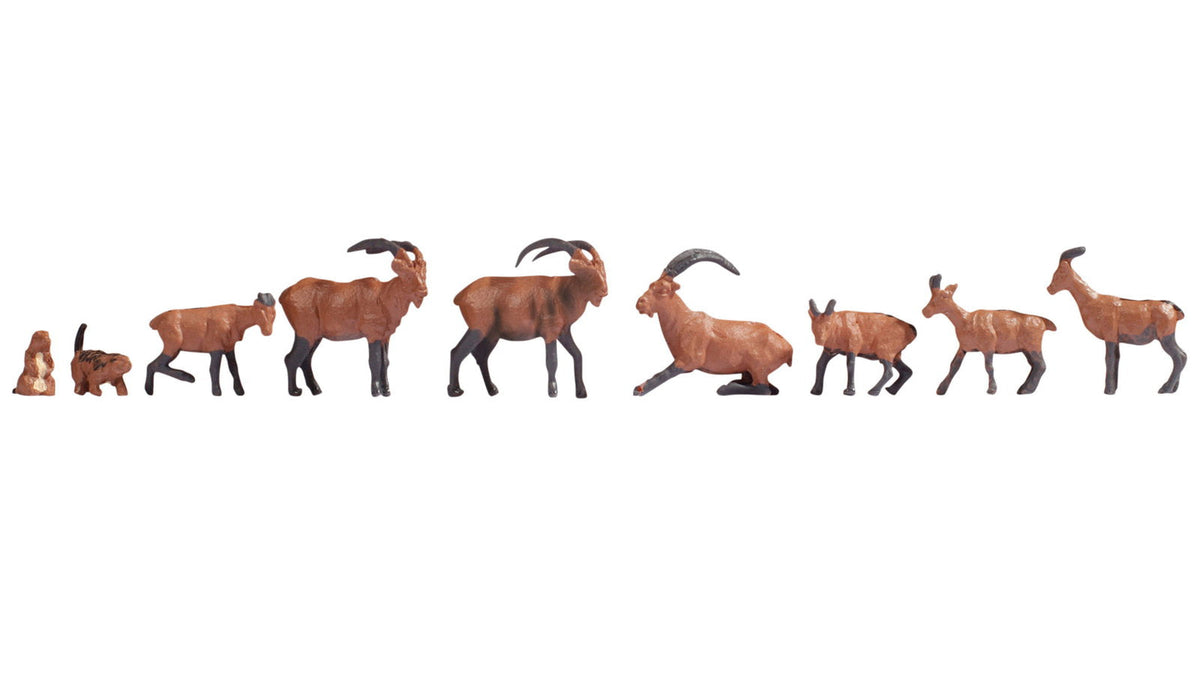 Noch 15742 HO Scale Alpine Animals Figure Set, pkg(9)