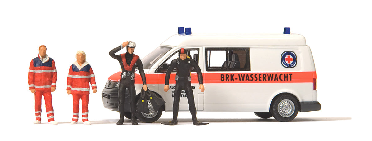 Preiser 33261 HO Scale VW T5 Water Rescue Van w/Figures