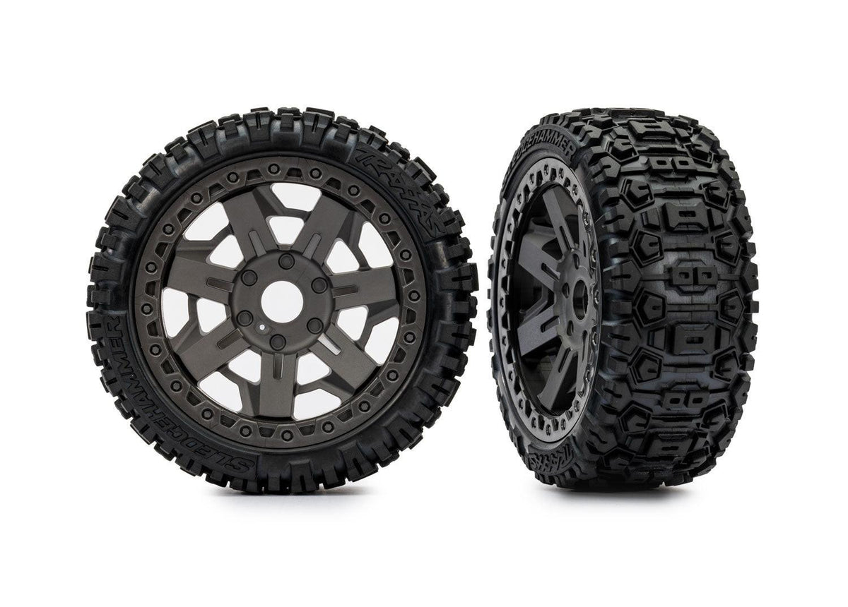 Traxxas 9073 3.0" Gray Wheels w/ Sledgehammer Tires (2) JATO 4X4 Electric