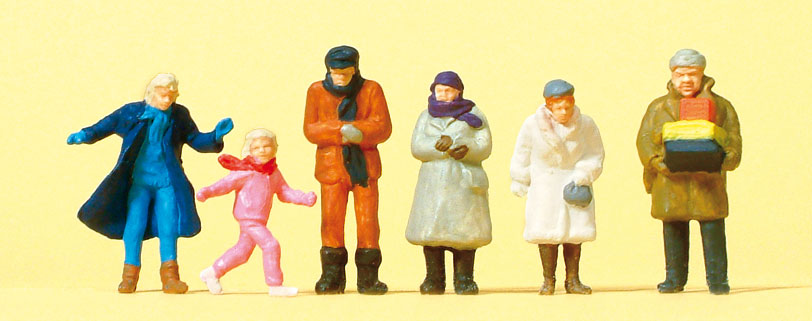 Preiser 14037 HO Scale Passers-By in Winter Clothing 6pk