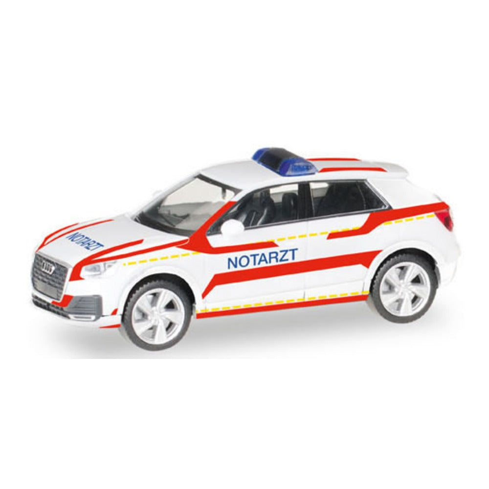 Herpa 93361 HO Scale Audi Q2 - Assembled -- First Responder (white, red, German Lettering)