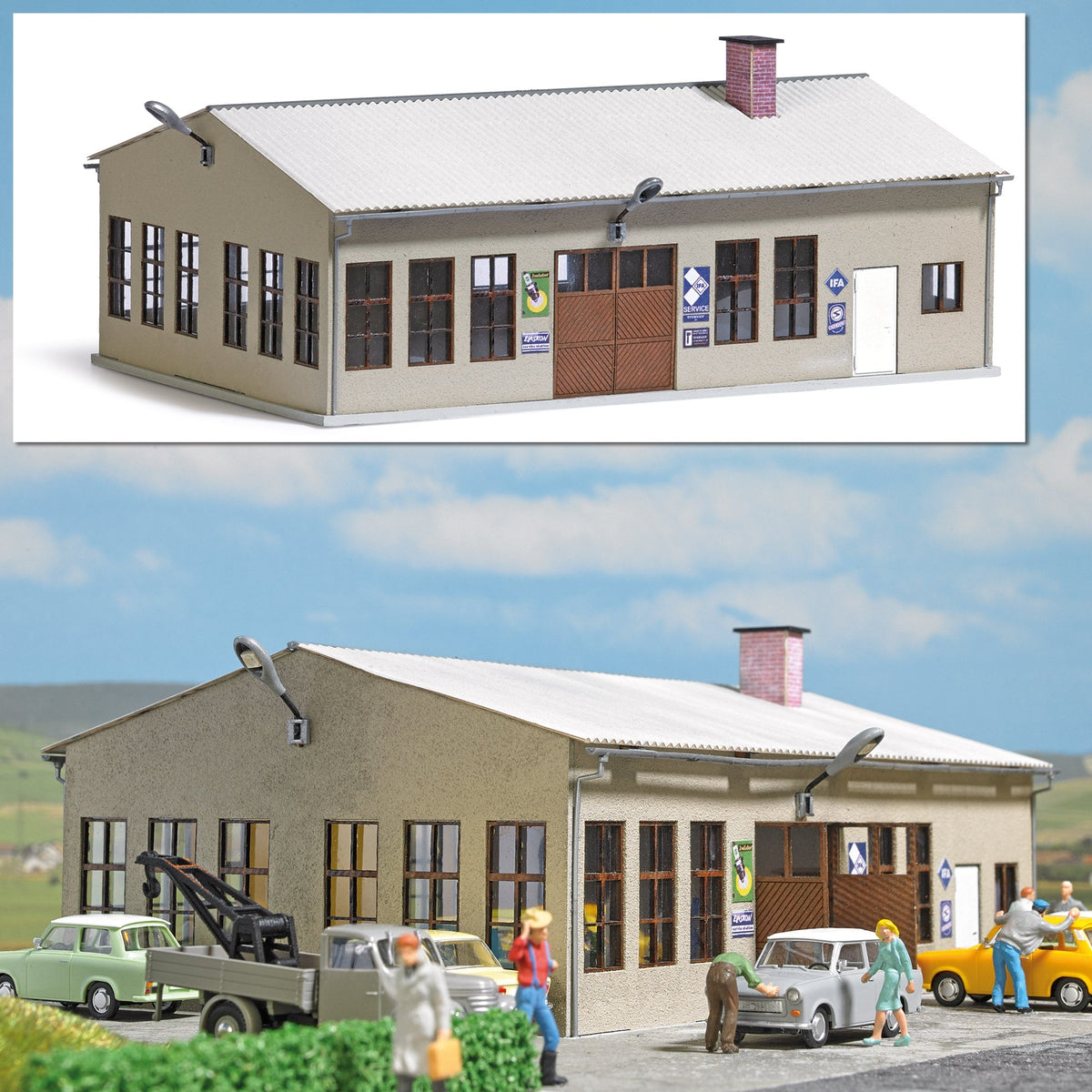 Busch 1918 HO Scale Mechanic's Garage Laser-Cut Kit